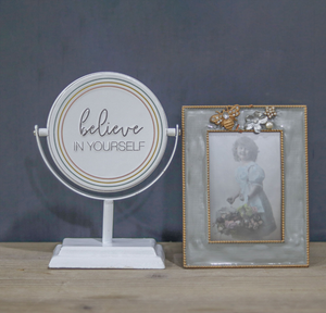 Dream/Believe in Yourself-2 Sided Rotating Metal Table Top Decoration- Embossed Metal Signs for Home Decoration-6 x 2.5 x 7.875 Inches - 734327346939