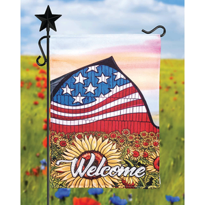 Welcome Americana Barn House Flag Double Applique - 603799028172 Welcome Americana Barn House Flag Double Applique - 603799028172