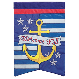 Anchor Welcome Y'All House Flag Double Applique - 603799031851 Anchor Welcome Y'All House Flag Double Applique - 603799031851