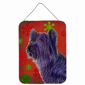 Red and Green Snowflakes Holiday Christmas Design with Dog Wall or Door Hanging Prints - 615872624010 Red and Green Snowflakes Holiday Christmas Design with Dog Wall or Door Hanging Prints - 615872624010