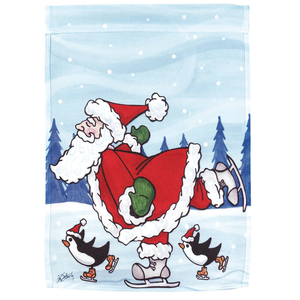 Santa Ice Skating Garden Print Flag - 603799434157 Santa Ice Skating Garden Print Flag - 603799434157