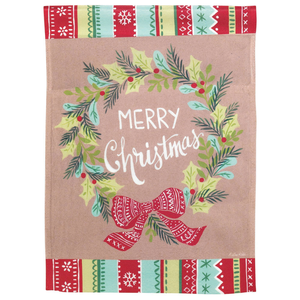 Merry Christmas Wreath Garden Print Flag - 603799440042 Merry Christmas Wreath Garden Print Flag - 603799440042