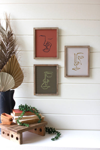 Set Of Three Framed Face Prints Under Glass - 841628182941 Set Of Three Framed Face Prints Under Glass - 841628182941