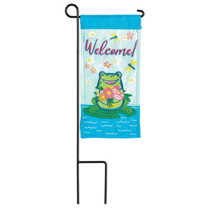 Welcome Frog Mini Flag With Flag Pole Stake - 603799242752 Welcome Frog Mini Flag With Flag Pole Stake - 603799242752