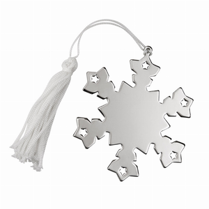 Snowflake Ornament with White Tassel, Nickel Plated - 047105199482 Snowflake Ornament with White Tassel, Nickel Plated - 047105199482