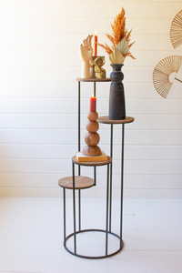 Four Tiered Wood And Metal Round Display - 841628179620 Four Tiered Wood And Metal Round Display - 841628179620