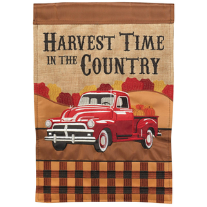 Harvest Time In The Country Truck Burlap Flag - 603799433525 Harvest Time In The Country Truck Burlap Flag - 603799433525