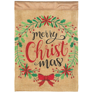 Merry Christmas Wreath Flag Burlap - 603799598866 Merry Christmas Wreath Flag Burlap - 603799598866