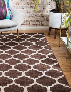 8x10 Feet Brown Beige Trellis Modern Area Rug - 655466790530 8x10 Feet Brown Beige Trellis Modern Area Rug - 655466790530