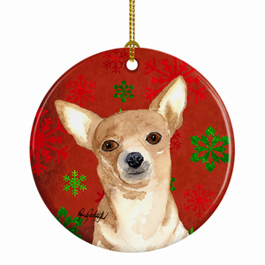 Dog and Christmas Snowflakes Ceramic Ornament - 615872763757 Dog and Christmas Snowflakes Ceramic Ornament - 615872763757