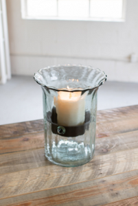 Ribbed Glass Candle Cylinder W Rustic Insert - 723472012530 Ribbed Glass Candle Cylinder W Rustic Insert - 723472012530