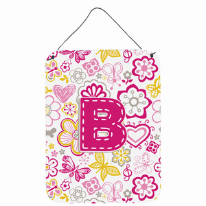 Flowers and Butterflies Monogram Letter Wall or Door Hanging Prints - 638508028143