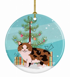 Merry Christmas Tree and Cat Ceramic Ornament - 652259331154