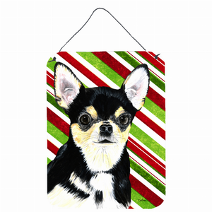 Candy Cane Holiday Christmas Design with Dog Wall or Door Hanging Prints - 615872621828