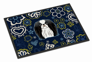 Blue Flowers Dog Art Indoor or Outdoor Mat - 638508609397