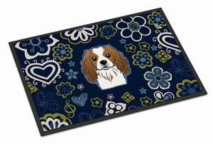 Blue Flowers Dog Art Indoor or Outdoor Mat - 638508609335
