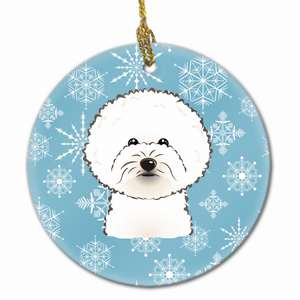 Snowflake Dog on Ceramic Ornament - 638508108753