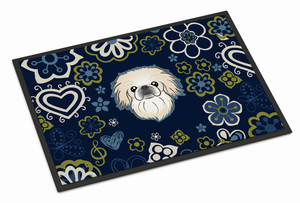 Blue Flowers Dog Art Indoor or Outdoor Mat - 638508609922