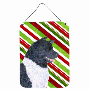 Candy Cane Holiday Christmas Design with Dog Wall or Door Hanging Prints - 615872623211