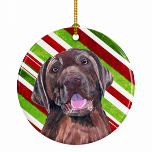 Holiday Dog on Ceramic Ornament - 615872599257