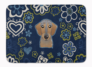 Blue Flowers Dog Art Machine Washable Memory Foam Mat - 638508642912