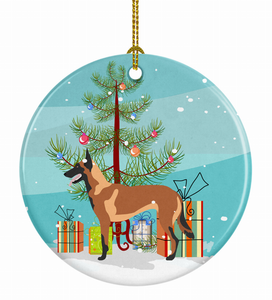 Christmas Tree and Dog on Ceramic Ornament - 652259332892
