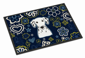 Blue Flowers Dog Art Indoor or Outdoor Mat - 638508609816