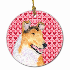 Valentine's Day Dog Portrait Ceramic Ornament - 615872602803