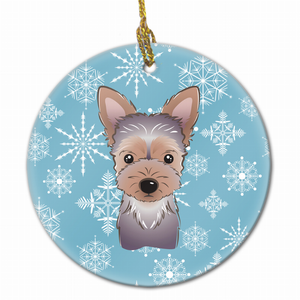 Snowflake Dog on Ceramic Ornament - 638508108906