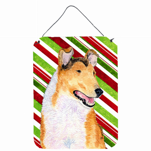 Candy Cane Holiday Christmas Design with Dog Wall or Door Hanging Prints - 615872622702