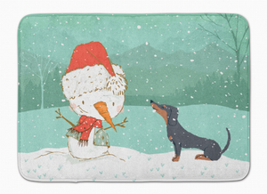 Dog and Snowman Christmas Machine Washable Memory Foam Mat - 652259283194