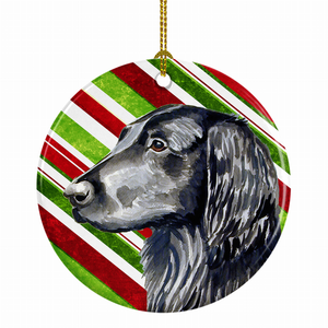 Dog and Christmas Candy Ceramic Ornament - 615872597789