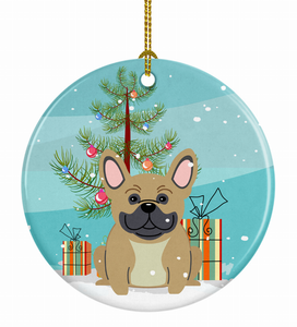 Christmas Tree and Dog on Ceramic Ornament - 652259327935