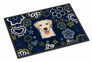 Blue Flowers Dog Art Indoor or Outdoor Mat - 638508610232