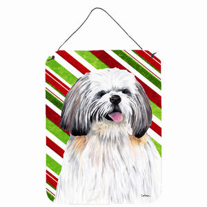 Candy Cane Holiday Christmas Design with Dog Wall or Door Hanging Prints - 615872621668