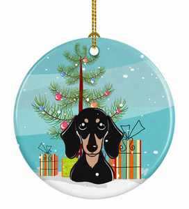 Christmas Tree and Dog on Ceramic Ornament - 652259327386