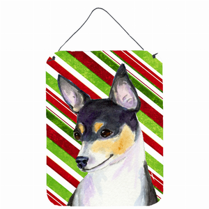 Candy Cane Holiday Christmas Design with Dog Wall or Door Hanging Prints - 615872623181
