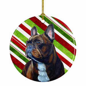 Dog and Christmas Candy Ceramic Ornament - 615872597970