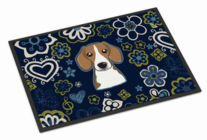 Blue Flowers Dog Art Indoor or Outdoor Mat - 638508609489