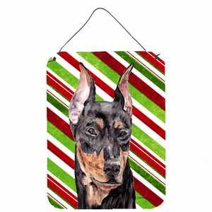 Candy Cane Holiday Christmas Design with Dog Wall or Door Hanging Prints - 615872849956