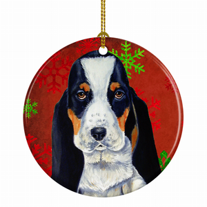 Dog and Christmas Snowflakes Ceramic Ornament - 615872598311