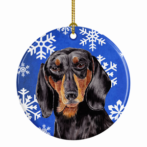 Holiday Dog on Ceramic Ornament - 615872599844