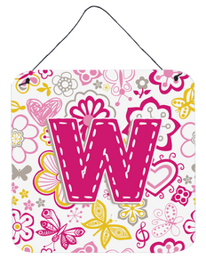 Flowers and Butterflies Monogram Letter Wall or Door Hanging Prints - 615872984497