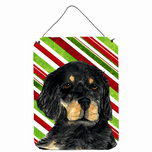 Candy Cane Holiday Christmas Design with Dog Wall or Door Hanging Prints - 615872623150