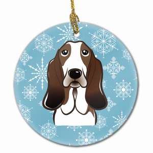 Snowflake Dog on Ceramic Ornament - 638508109019