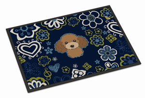 Blue Flowers Dog Art Indoor or Outdoor Mat - 638508609656
