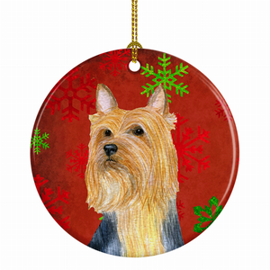 Dog and Christmas Snowflakes Ceramic Ornament - 615872598182