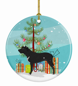 Christmas Tree and Dog on Ceramic Ornament - 652259332854