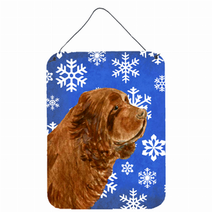 Winter Snowflakes Design with Dog Wall or Door Hanging Prints - 615872623792