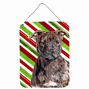Candy Cane Holiday Christmas Design with Dog Wall or Door Hanging Prints - 615872849840